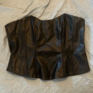 Fashion Nova Faux Leather Black Corset Top